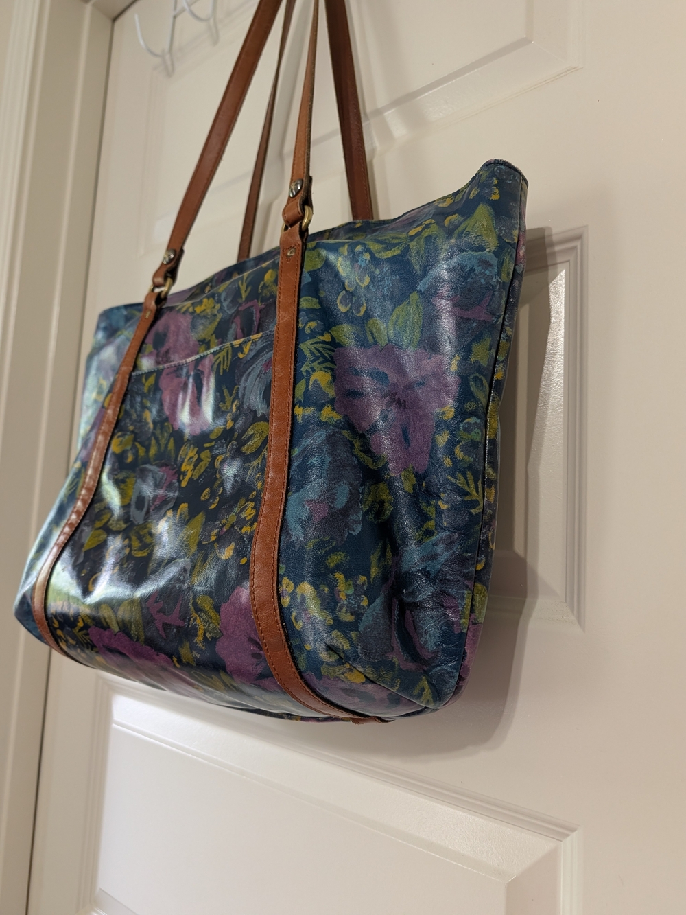 PATRICIA NASH Limited Edition Floral Tote Brown Leather Straps Luxury Brand - Picture 9 of 17